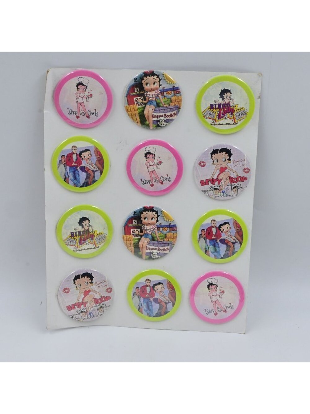 Betty Boop Pinback Buttons Collection Set of 12 Retail Display Card Vintage